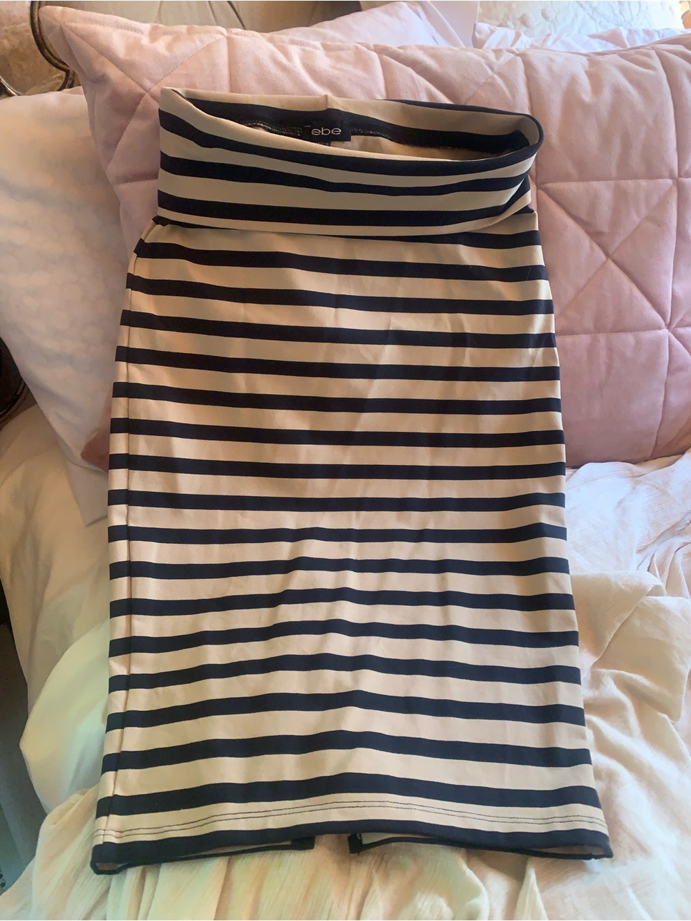 Black & Cream Striped Pencil Skirt Y2K BeBe